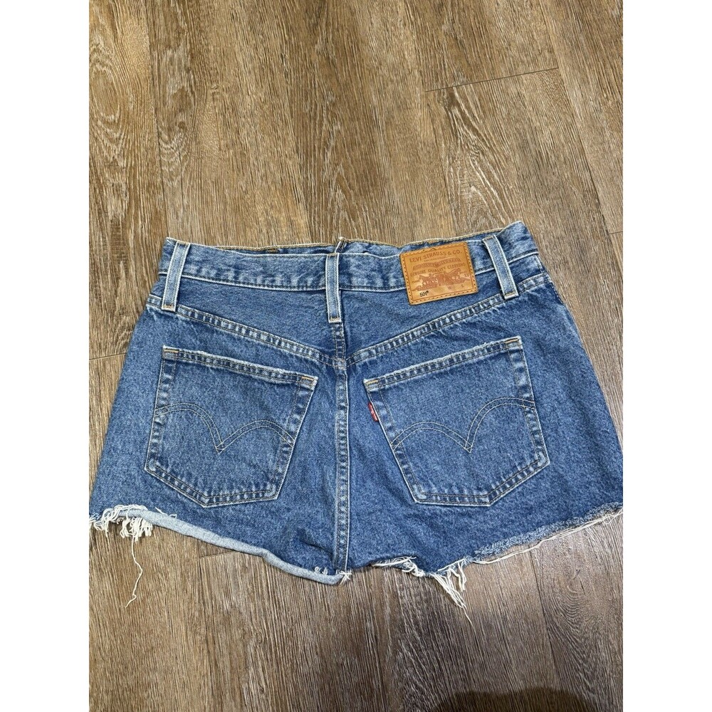Levi’s Premium 501 Womens Jean Denim Shorts Big E 28 Cutoff 3” Inseam Festival